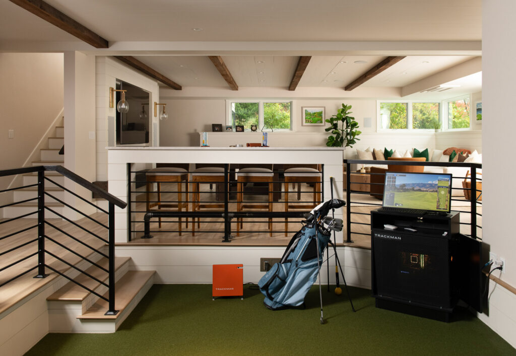 Golf Simulator in custom basement